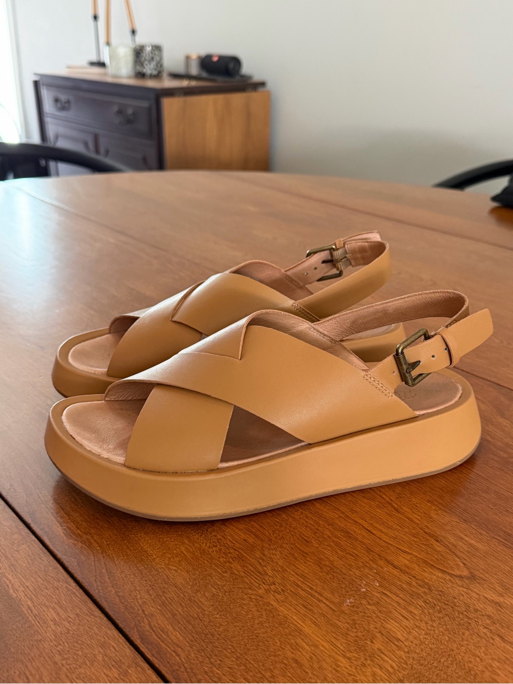 Madewell Tan Cloudlift Crisscross Slingback Platform Sandals